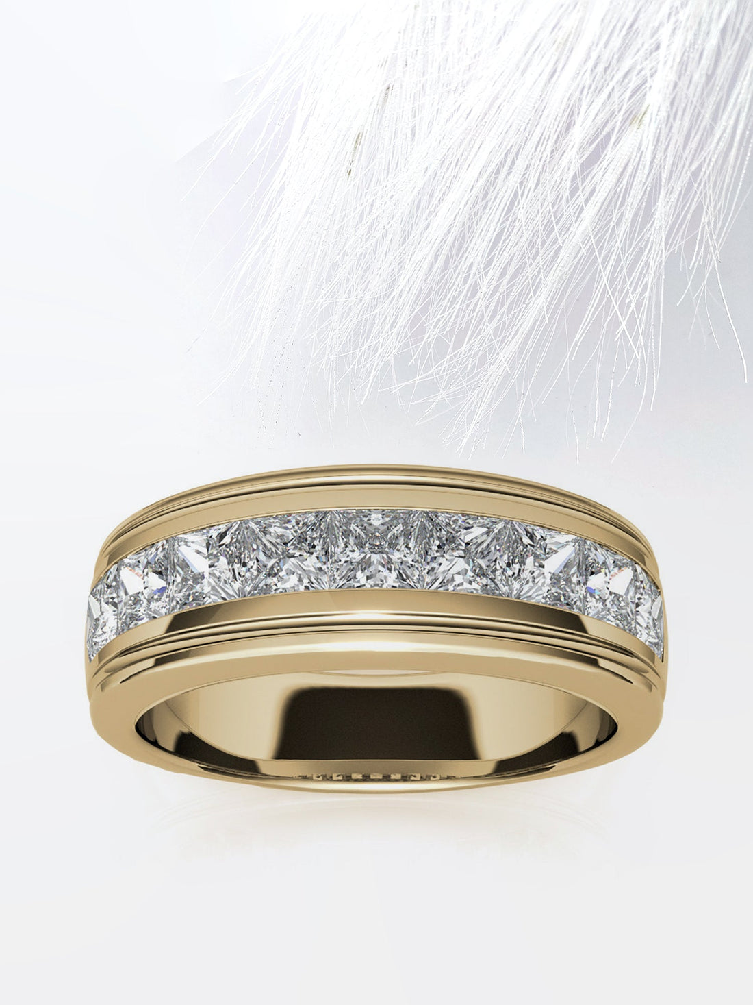 2.5CT Princess Cut Channel Set Men's Moissanite Wedding Band