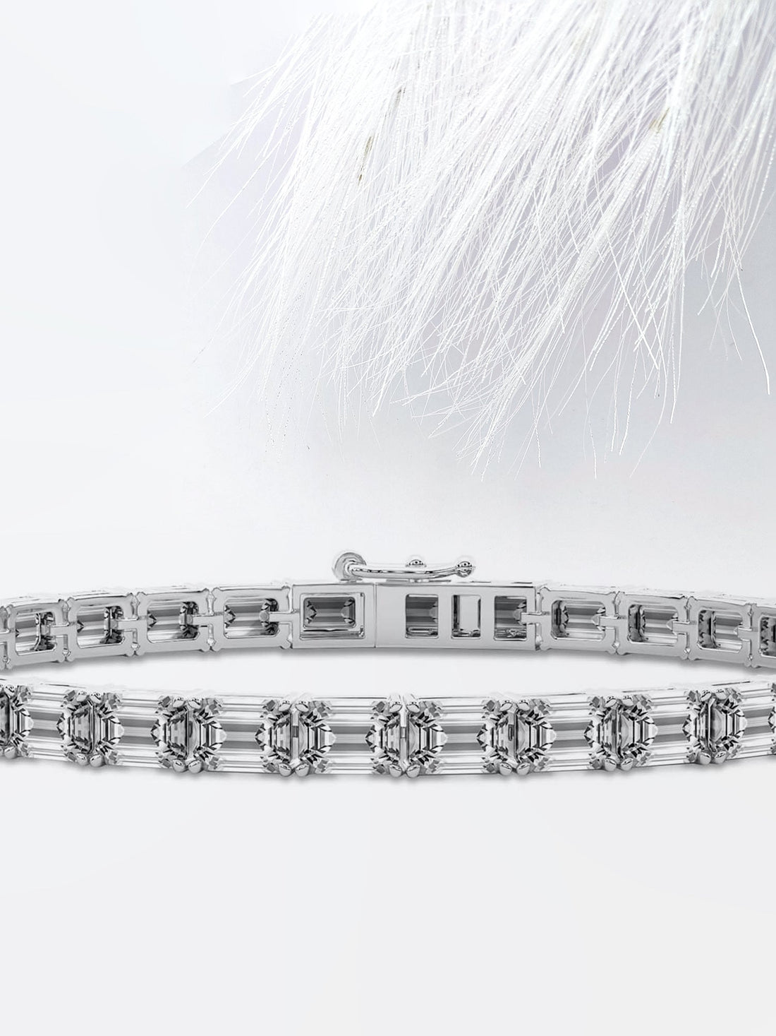 Emerald Cut Moissanite Diamond Tennis Bracelet 14K Solid White Gold
