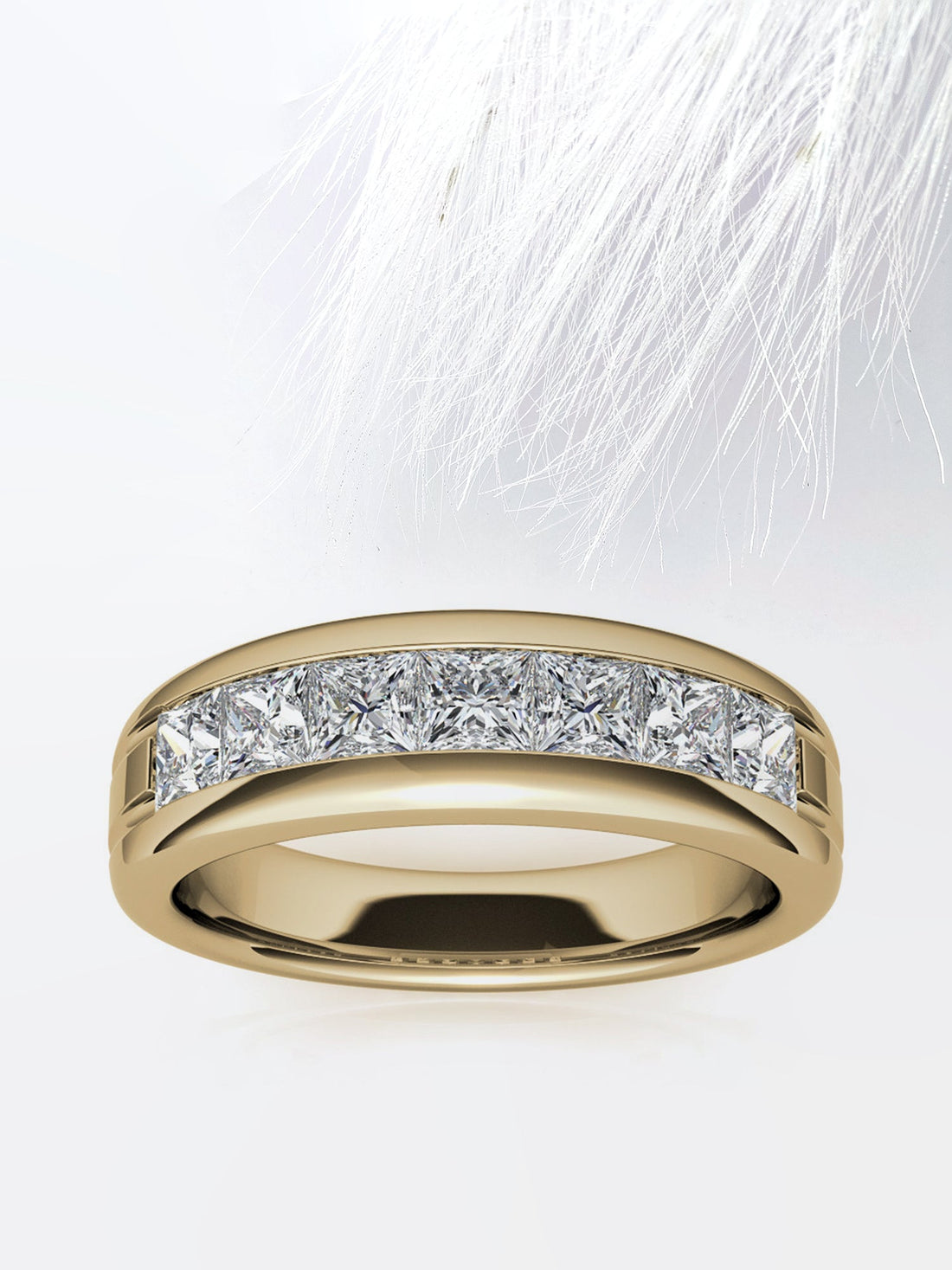 6mm Princess Cut Moissanite Men's Channel Set Wedding Band