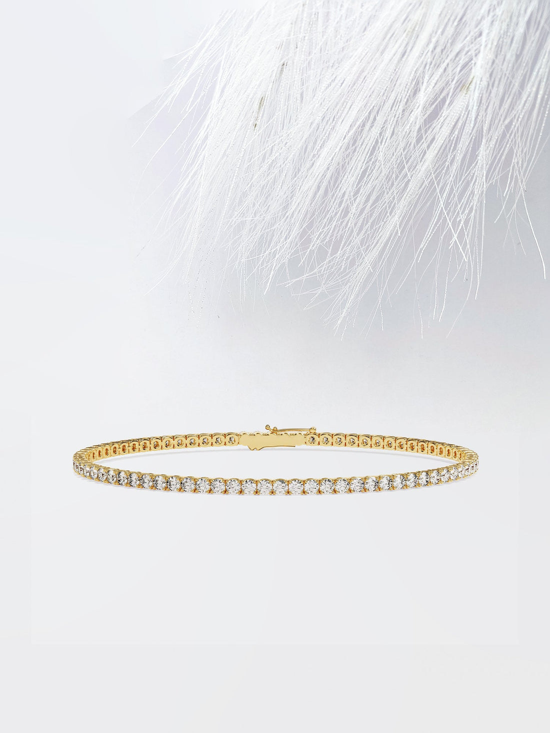 Round Cut Moissanite Diamond Tennis Bracelet in 14K White Gold