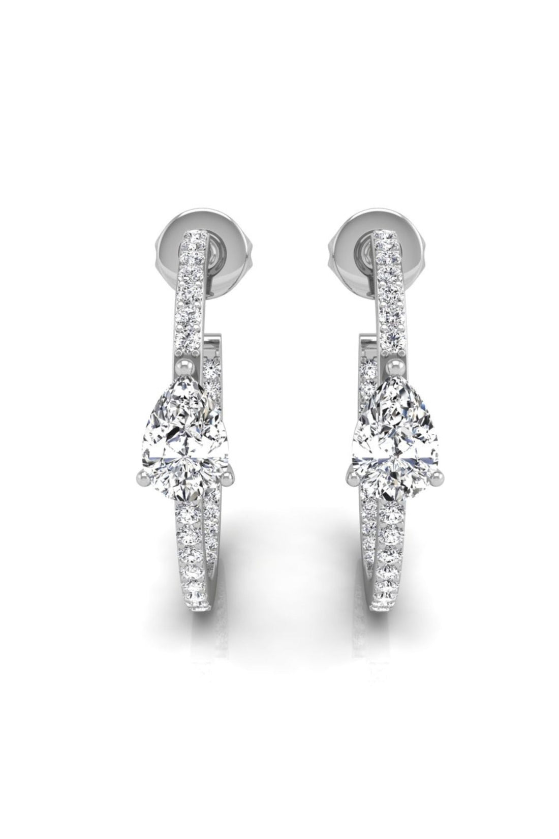 Pear & Round Cut Moissanite Diamond Hoop Earrings for Her