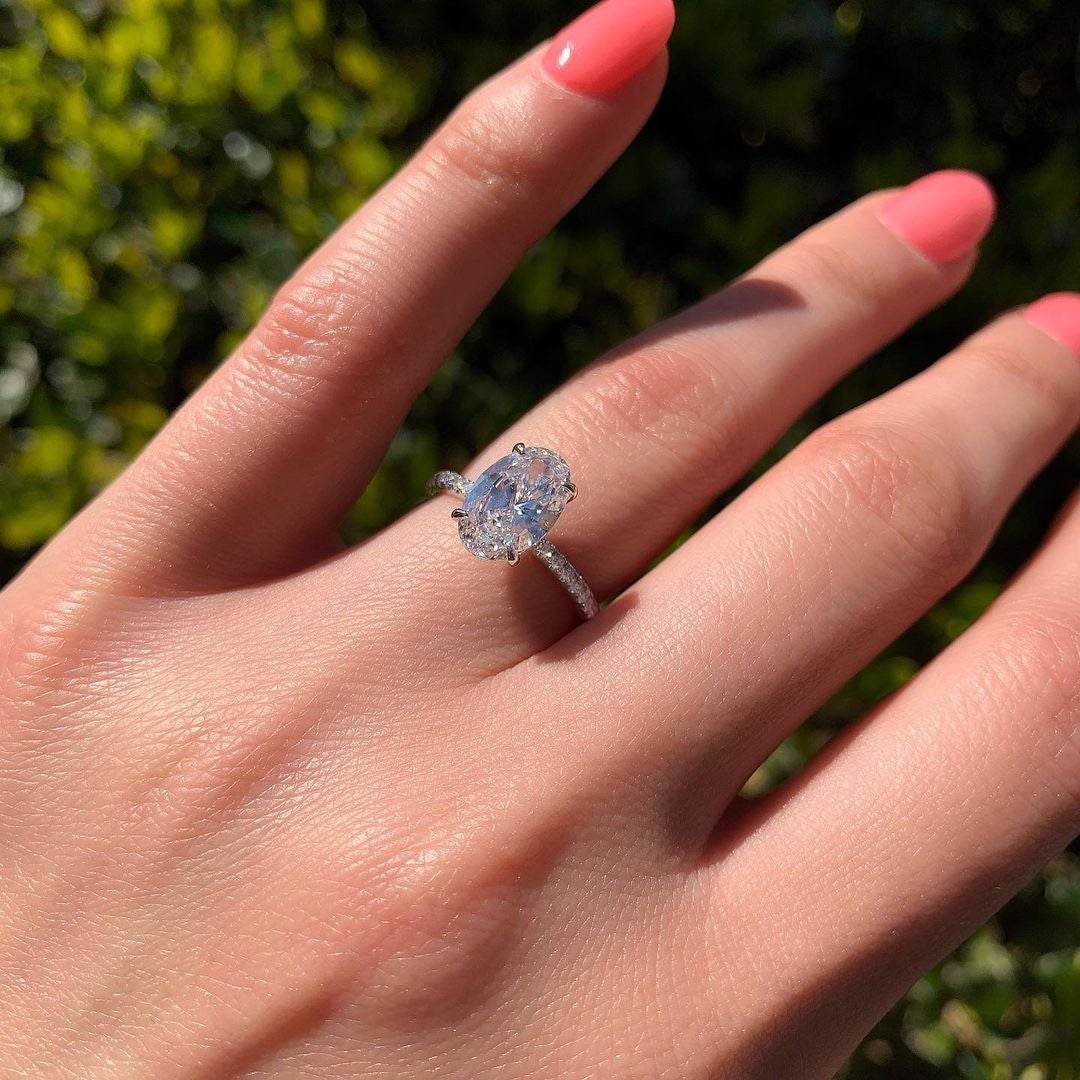 1.33CT Oval Cut Solitaire Moissanite Engagement Ring