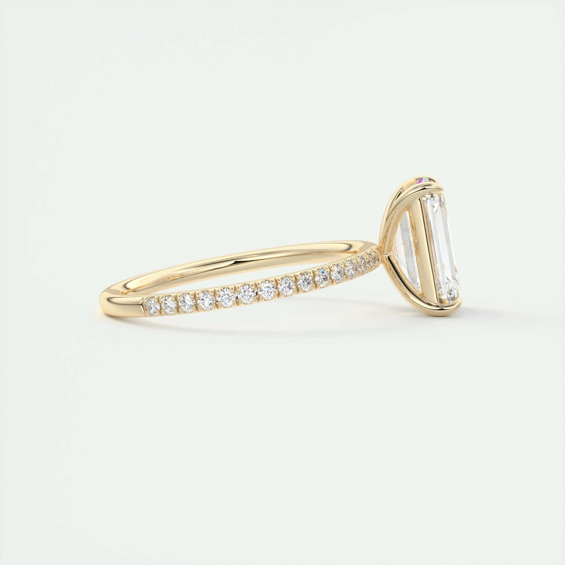 2.0 Ct Emerald Pavé Hidden Halo Moissanite Diamond Engagement Ring