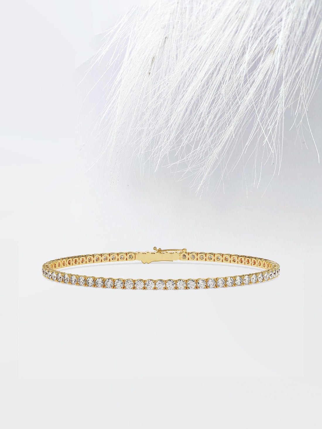 Round Cut Moissanite Diamond Tennis Bracelet in 14K Solid Gold