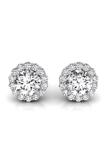 Round Cut Diamond Halo Moissanite Earrings for Her