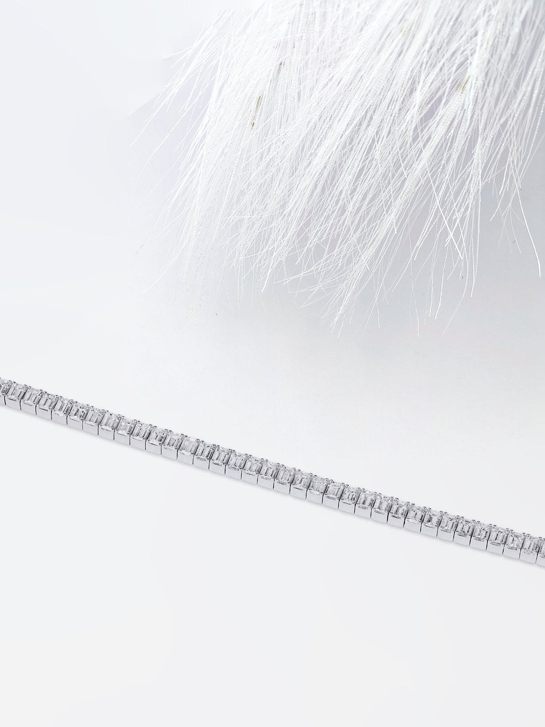 Emerald Cut Moissanite Diamond Tennis Bracelet in White Gold