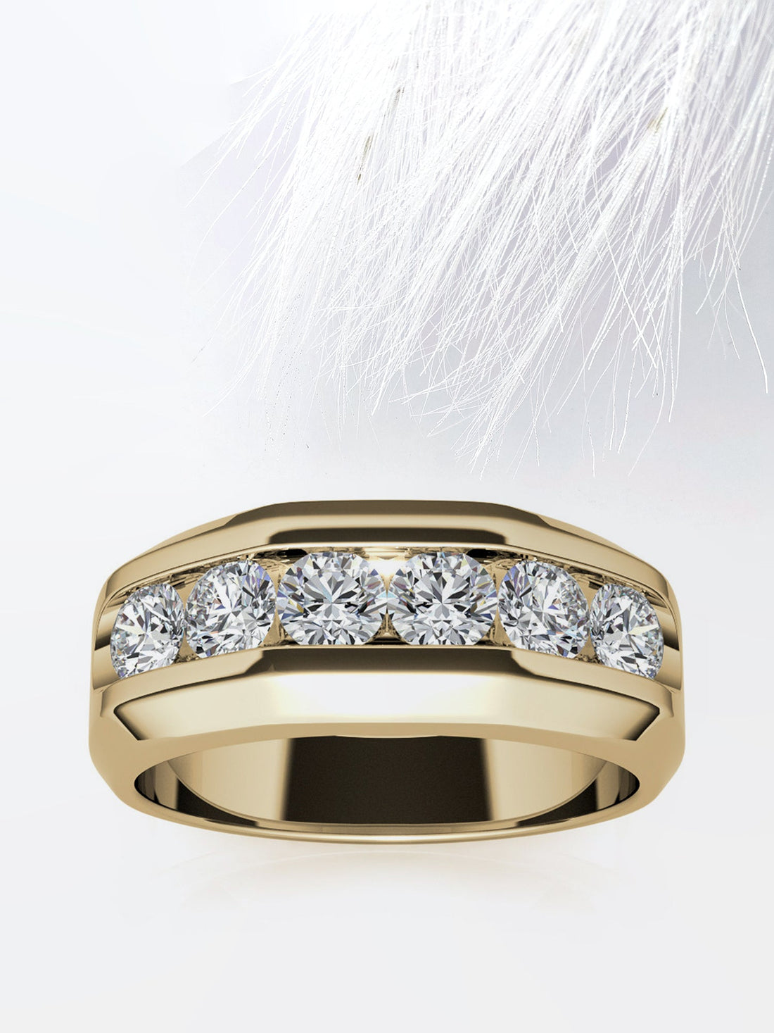 7mm Round Cut Six Stone Men's Wedding Band in Rose Gold