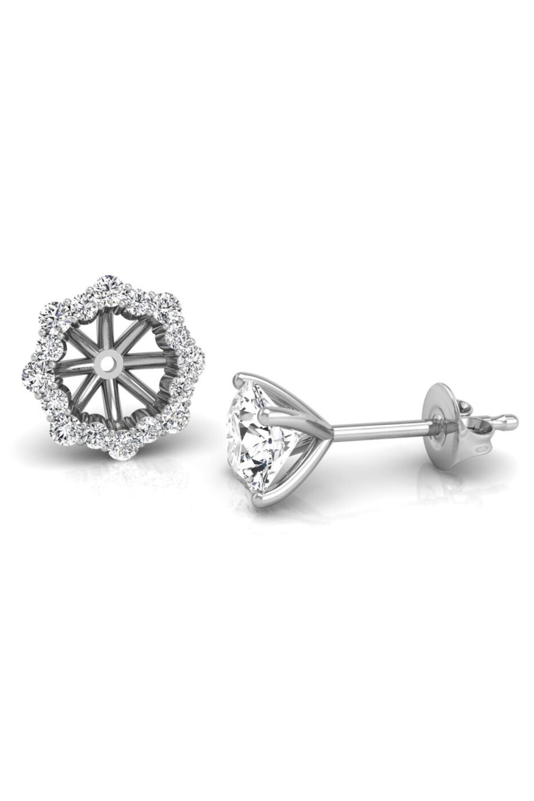 Round Cut Flower Halo Diamond Moissanite Earrings for Women