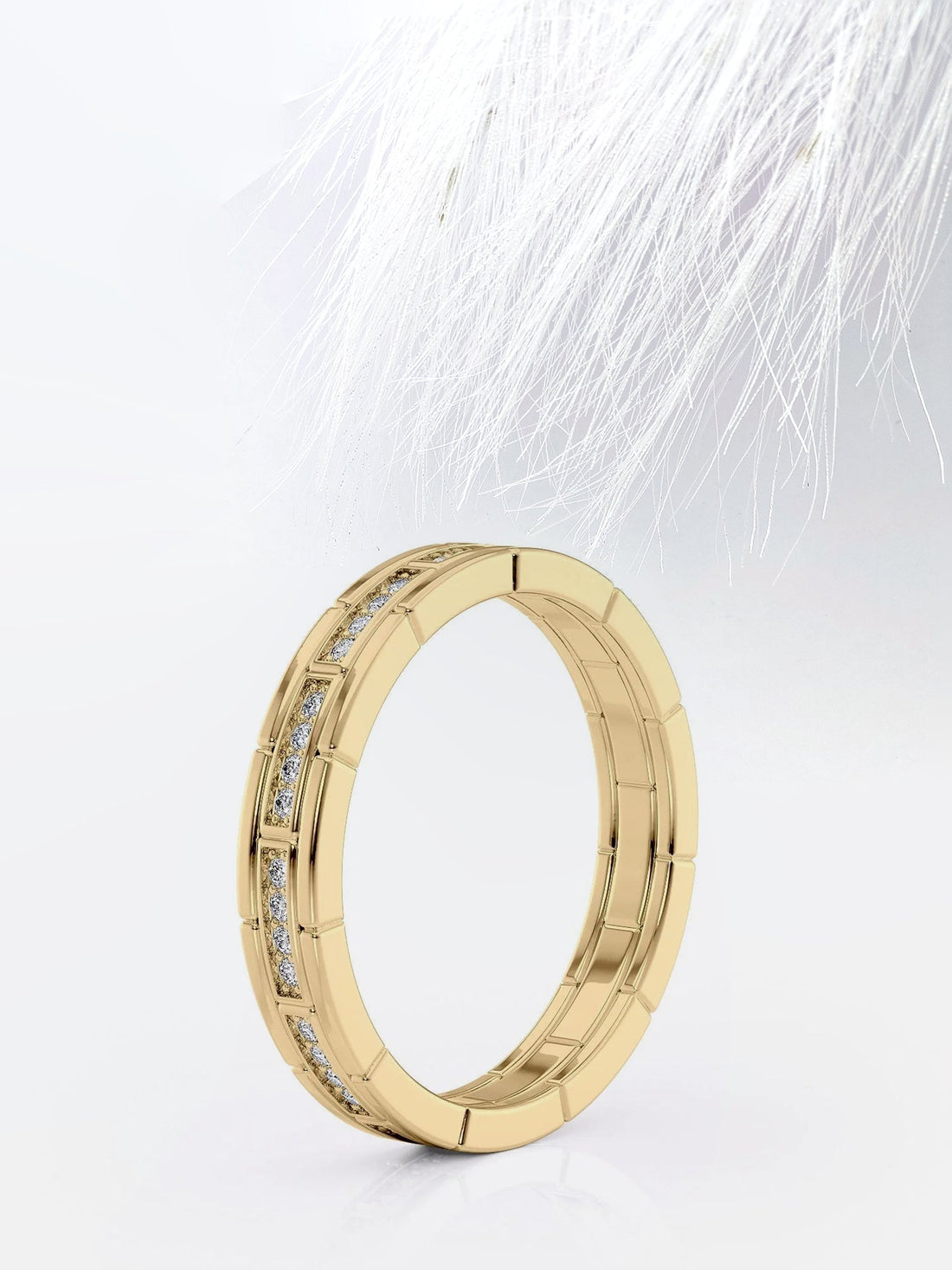 4mm Round Cut Moissanite Men's brick-layered Wedding Band