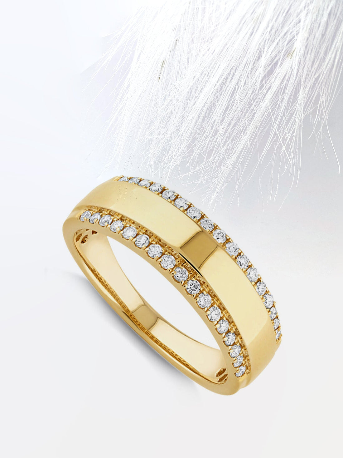 Two Row Moissanite Wedding Band with 0.37ct of Diamonds In Yellow Gold