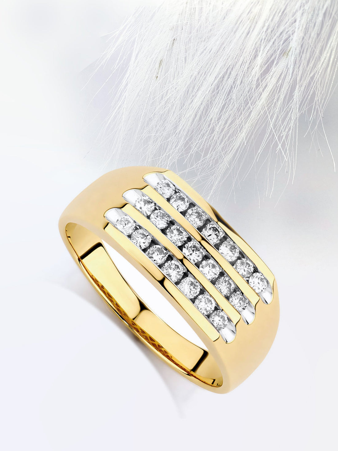 4MM Moissanite Men's Channel Set Wedding Band In Yellow Gold