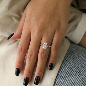 2.0ct Oval Moissanite Solitaire Dainty Style Engagement Ring