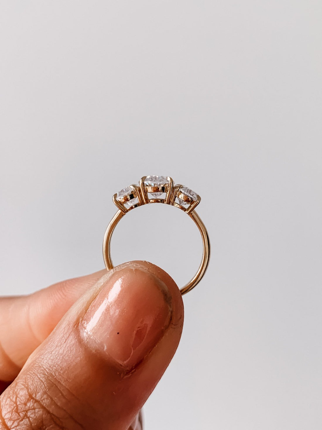 3.0CT Oval Moissanite 3 Stones Diamond Engagement Ring