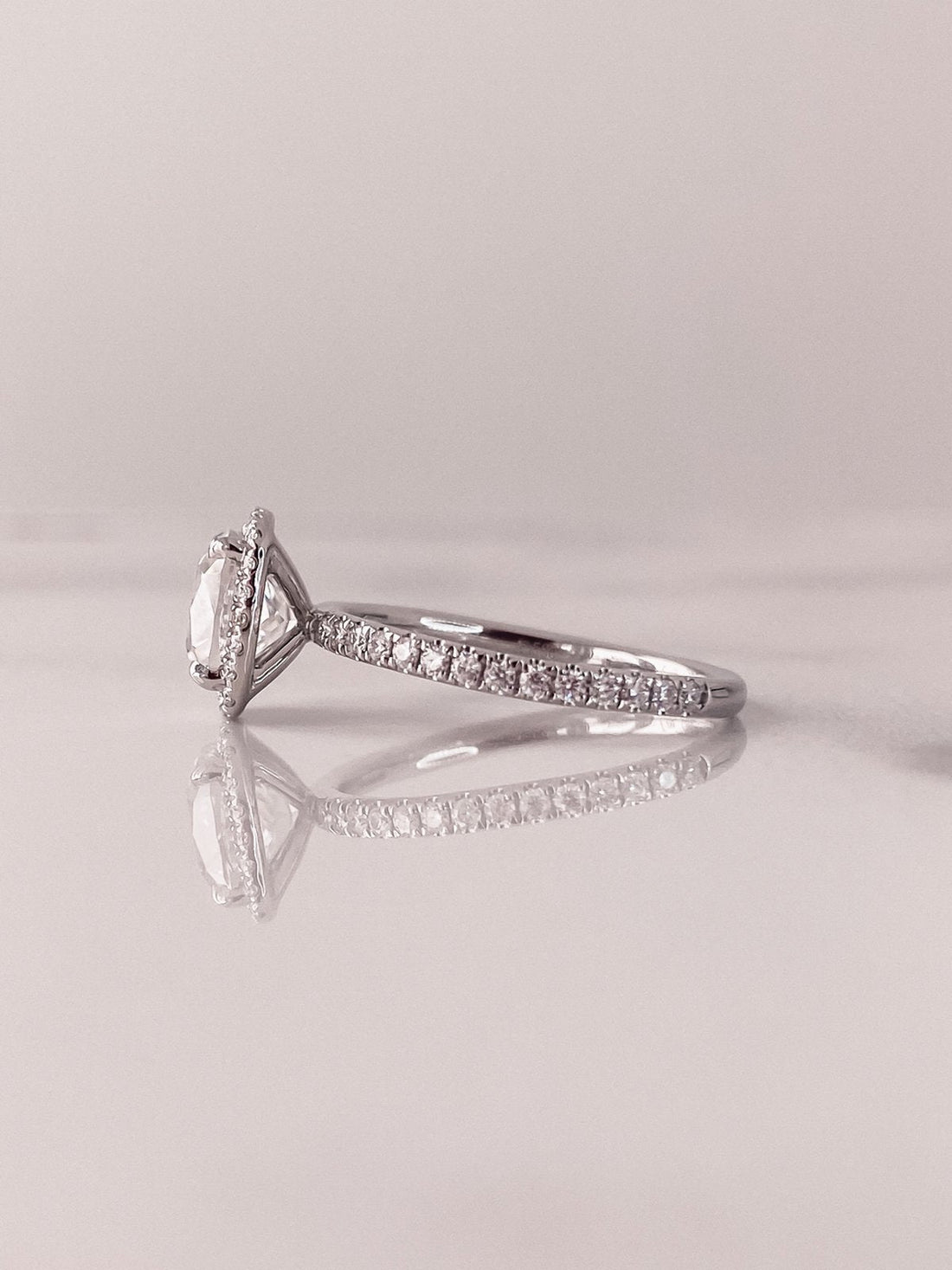 1.50CT Cushion Cut Halo Style Moissanite Engagement Ring