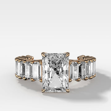 Constellation Baguette Engagement Ring with Elongated Radiant Cut Diamond