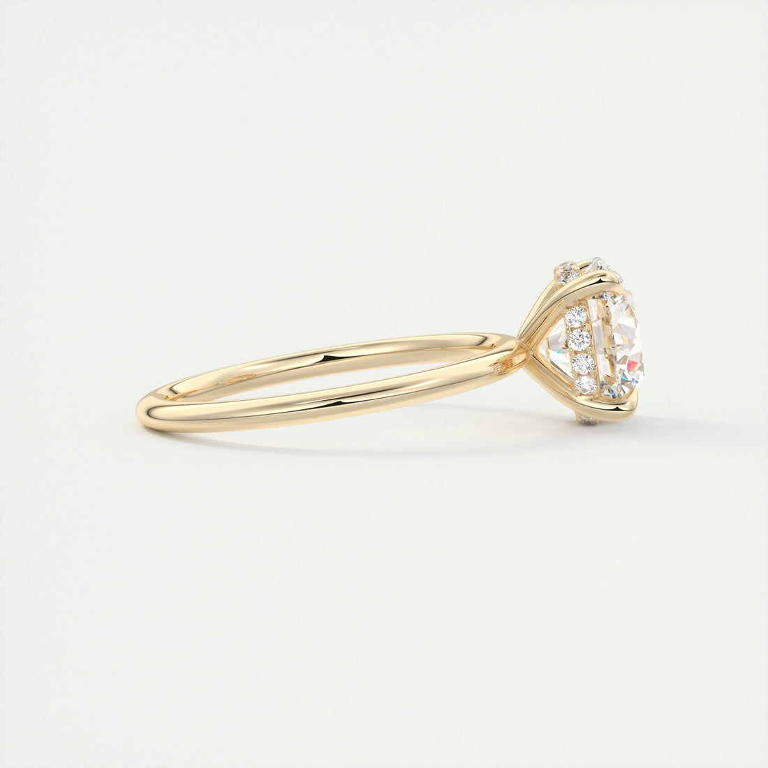 2CT Round Moissanite Solitaire Engagement Ring With Hidden Halo Setting