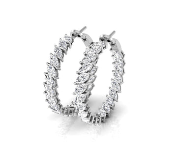 Marquise Cut Hoops Diamond Earrings for Women