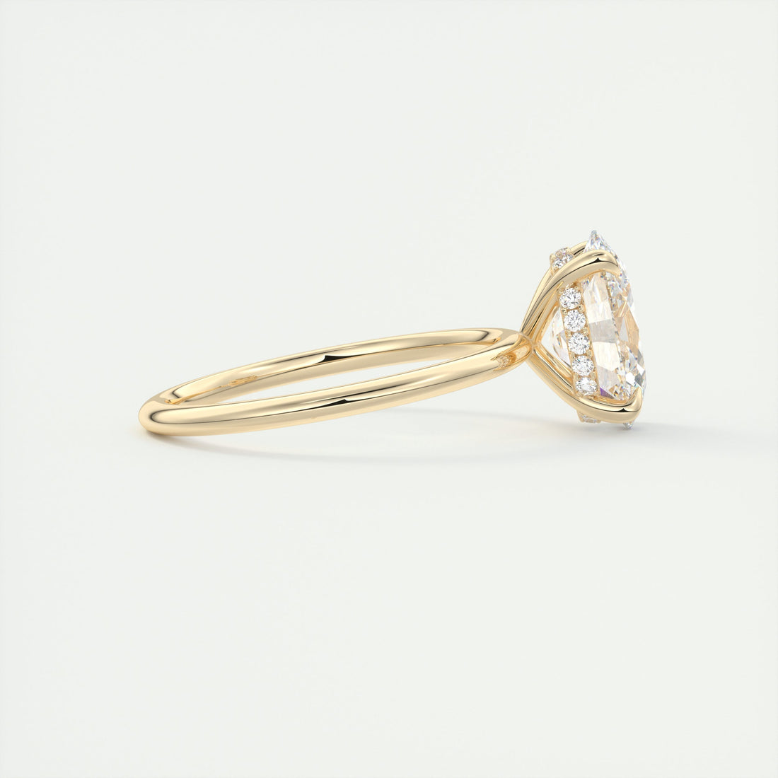 2CT Oval Moissanite Solitaire Engagement Ring With Hidden Halo Setting