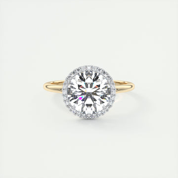 2CT Round Cut Moissanite Halo Engagement Ring