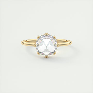 2CT Round Cut Moissanite Solitaire Double Prong Engagement Ring