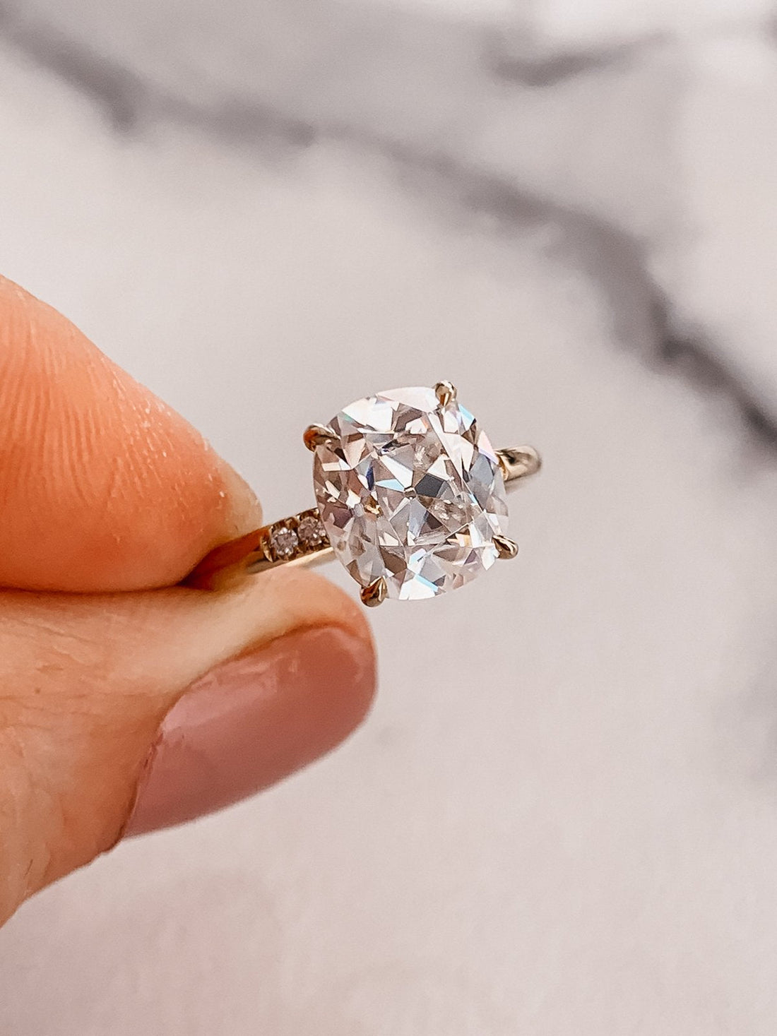 1.50CT Cushion Cut Solitaire Style Moissanite Engagement Ring