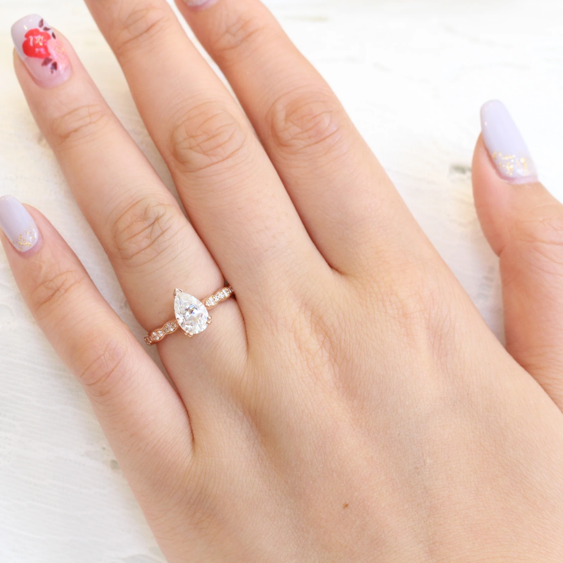 1.50CT Pear Cut Moissanite Solitaire Engagement Ring