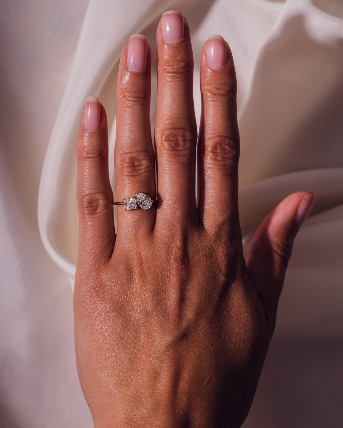 1.95 CT Pear & Princess F/VS2 CVD Diamond Two Stone Style Engagement Ring