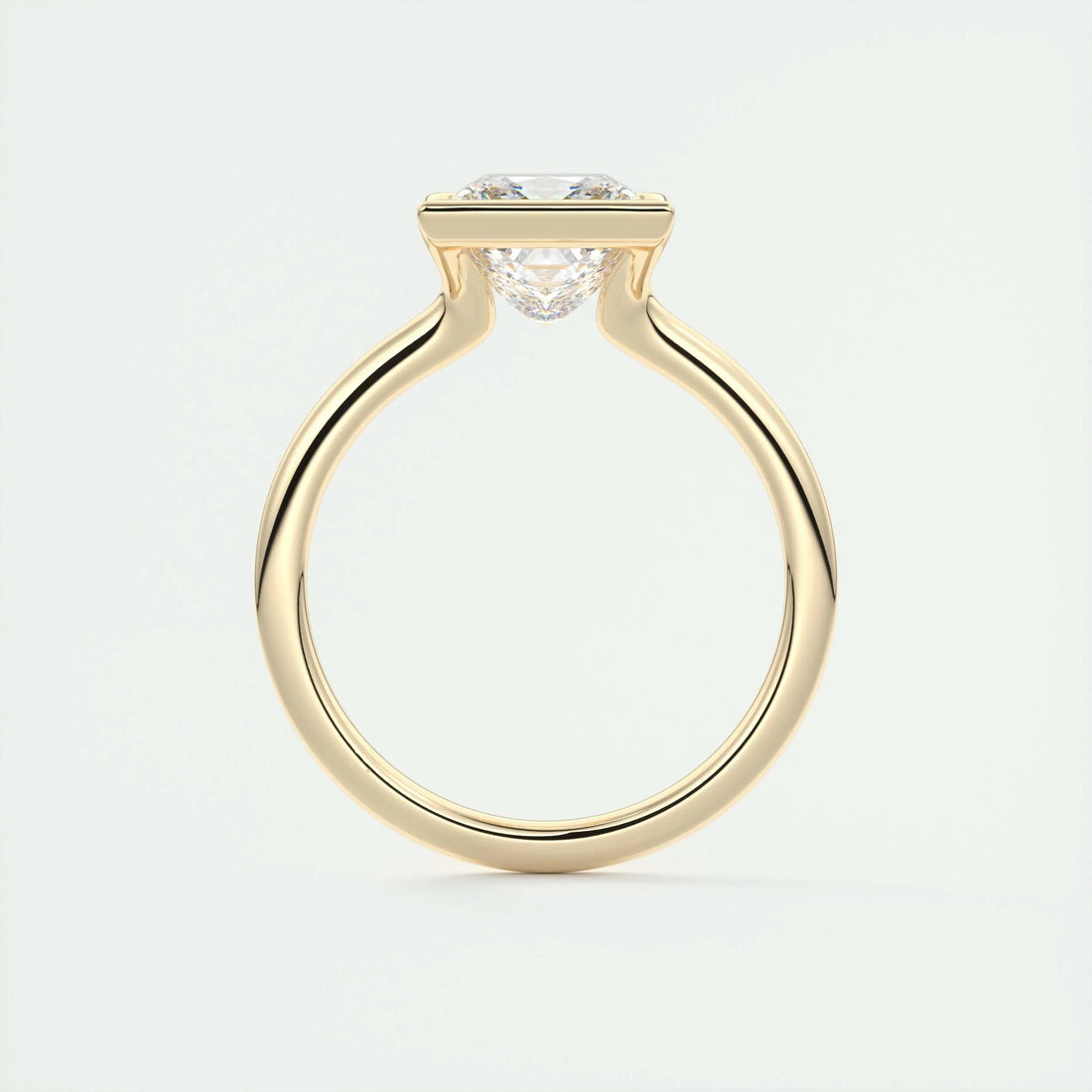 2.0 Ct Princess Half Bezel Solitaire Moissanite Diamond Engagement Ring