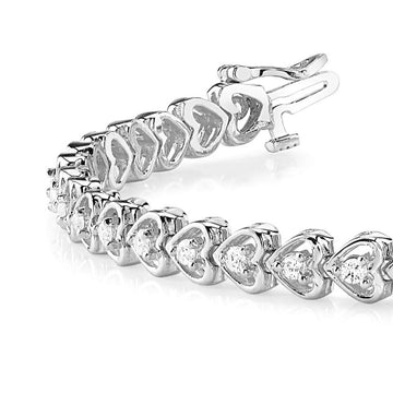 Hearth Shape Round Moissanite Line Tennis Bracelet for Women