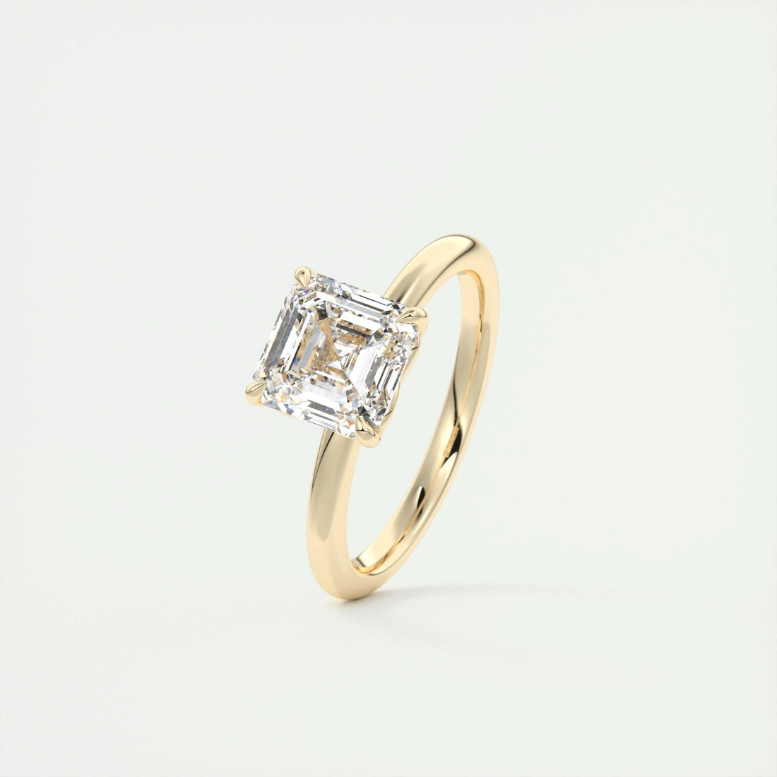 2.0 Ct Asscher Solitaire Moissanite Diamond Engagement Ring