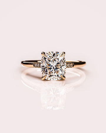 1.49-3.0 CT Cushion CVD Diamond Hidden Halo Engagement Ring