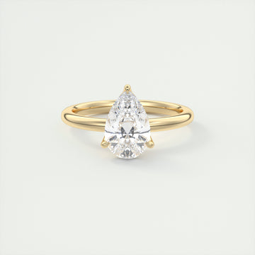 2CT Pear Cut Moissanite Solitaire Engagement Ring