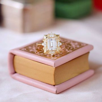 Emerald Cut Diamond Art Deco Vintage Style Engagement Ring Gift For Her