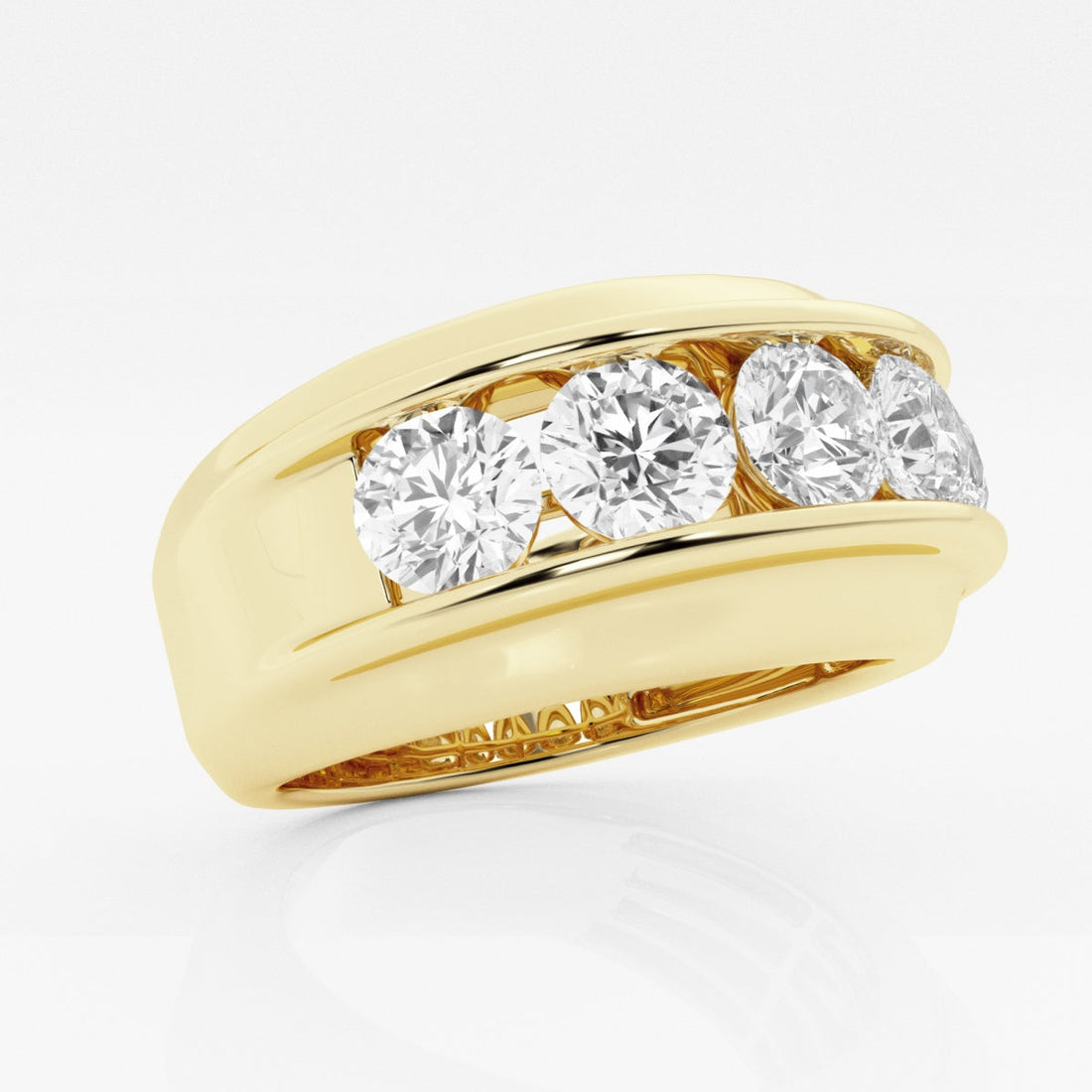 10mm Round Cut Lab Grown Five Stone Men's Wedding Band