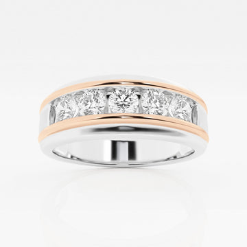 4.5mm Round Cut Lab Grown Five Stone Men's Wedding Band