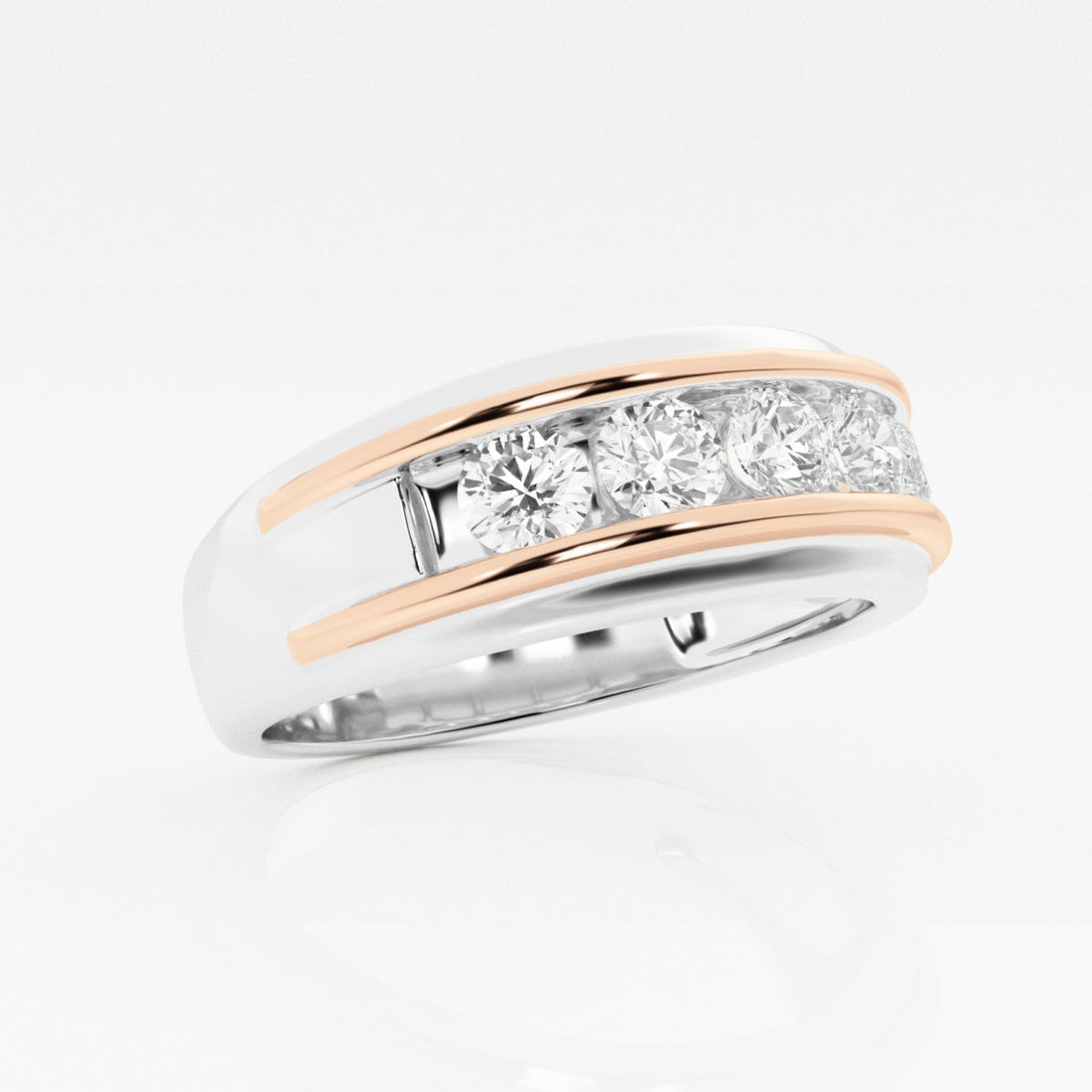 4.5mm Round Cut Lab Grown Five Stone Men's Wedding Band