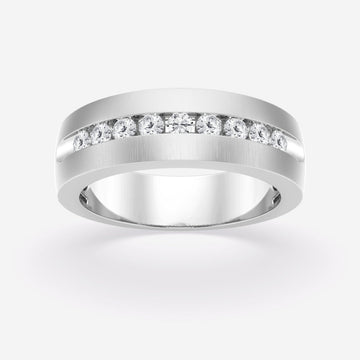 5mm Round Cut Channel Set Lab Grown Men's Wedding Band