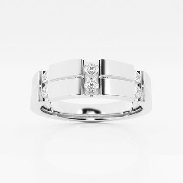 4mm Round Cut Lab Grown Men's Wedding Band In White Gold