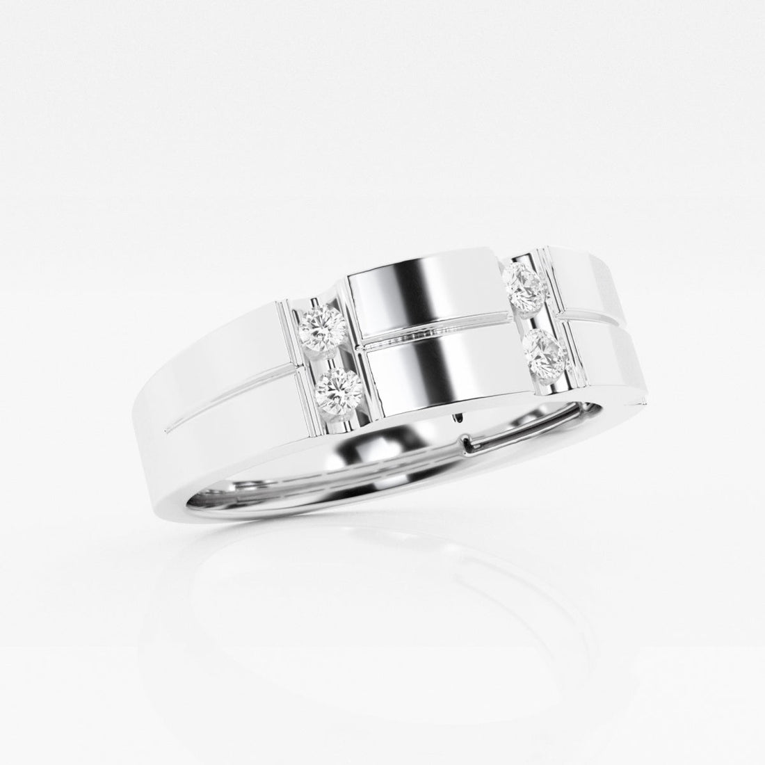 4mm Round Cut Lab Grown Men's Wedding Band In White Gold