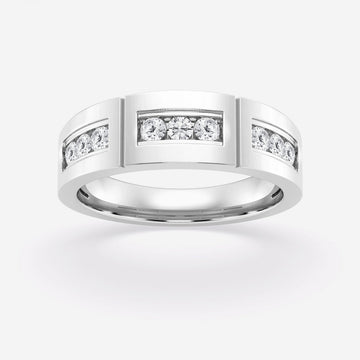 4mm Round Cut Lab Grown Channel Set Men's Wedding Band