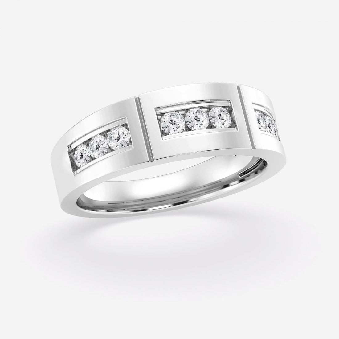 4mm Round Cut Lab Grown Channel Set Men's Wedding Band