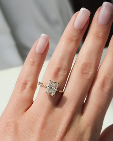 2.0 - 4.0  CT Radiant Cut CVD Diamond Twisted Hidden Halo Engagement Ring