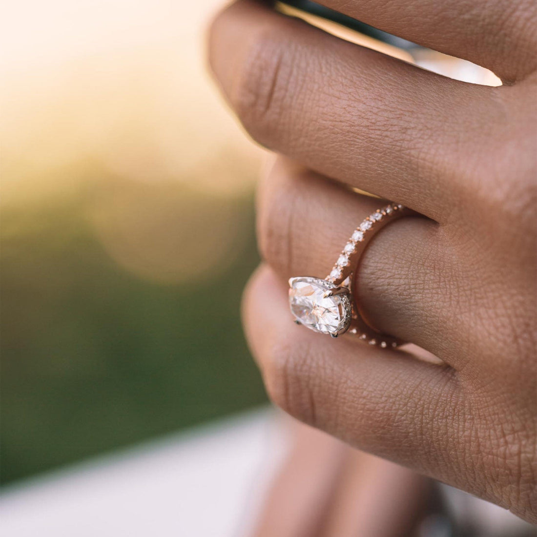 2.05CT Oval Cut Moissanite Hidden Halo Pave Setting Engagement Ring