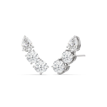 Round & Pear Cut Moissanite Three Stone Diamond Earrings for Her