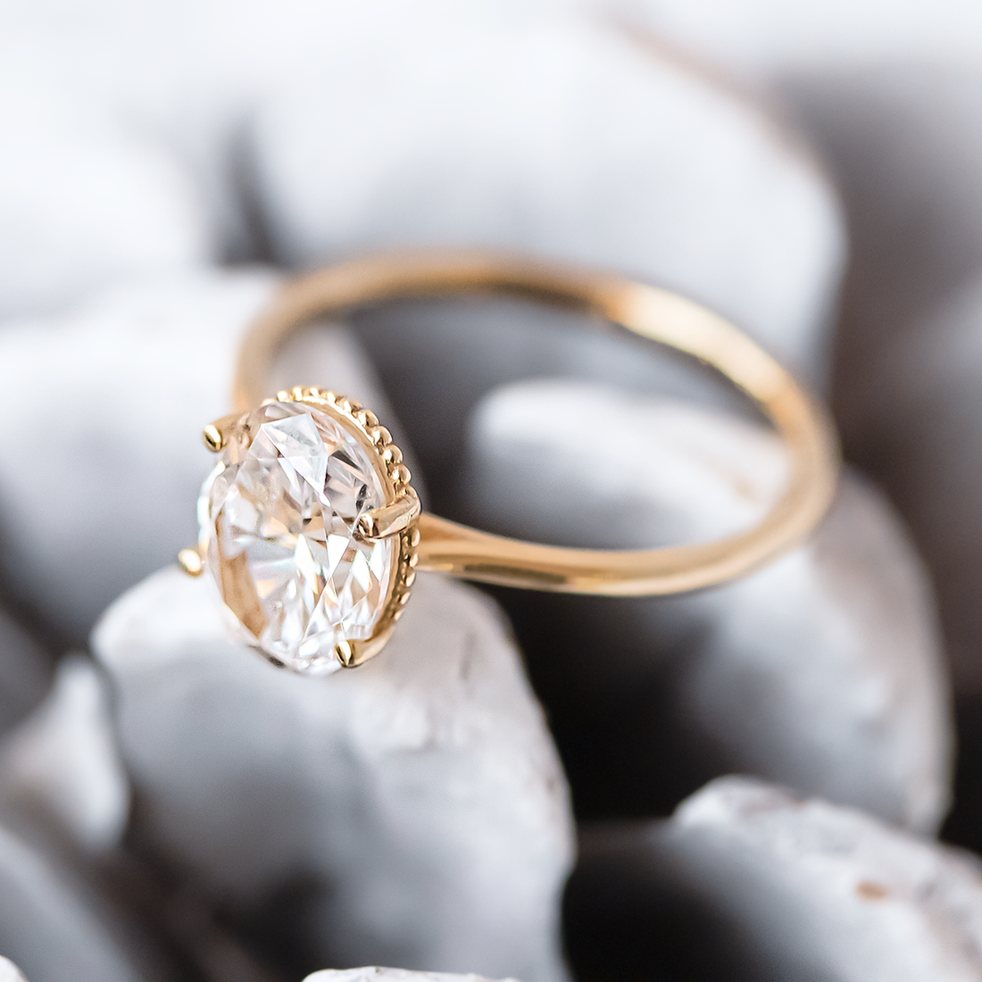 1.93CT Oval Cut Moissanite Solitaire Engagement Ring in 14K Rose Gold