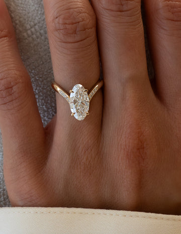 1.50CT-2.50CT Elongated Oval Cut Moissanite Pave Diamond Eve Engagement Ring