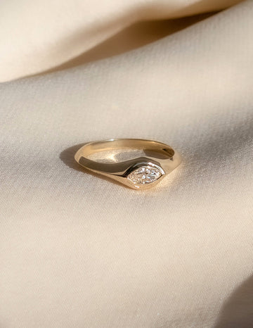 0.25CT-1.0CT Bezel Marquise Cut Moissanite Diamond Engagement Ring