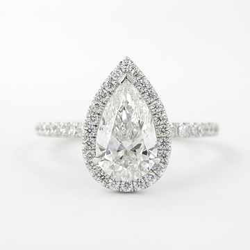 1.60 Ct Pear Halo Style Moissanite Diamond Engagement Ring
