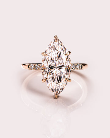 1.50-3.0 CT Marquise  CVD Diamond Hidden Halo Engagement Ring