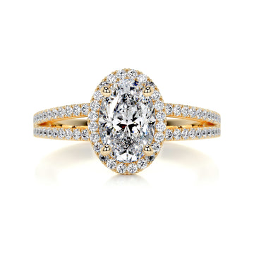 2.15 ct Oval Halo Dual Split Pave Moissanite Engagement Ring